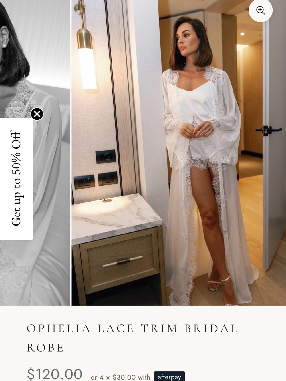 Ophelia Lace-Trim Bridal Robe in White- like new